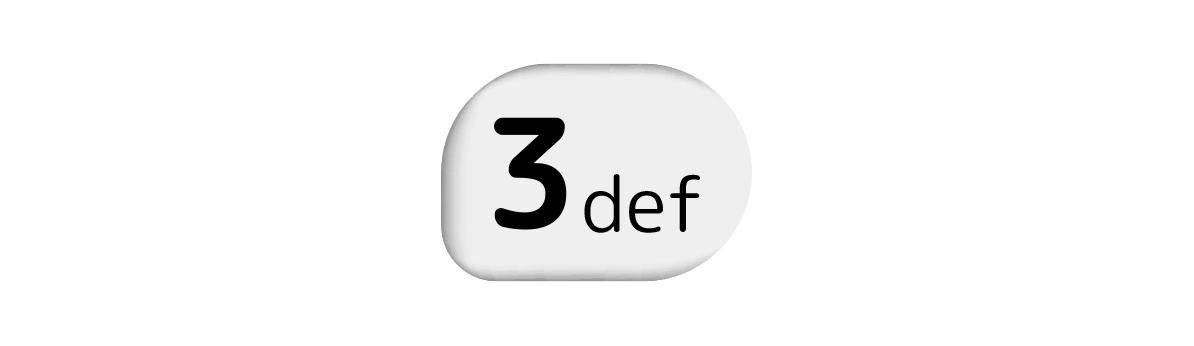 Logótipo da marca 3def. O símbolo consiste num retângulo arredondado cinzento com o número '3' em destaque a preto e a palavra 'def' ao lado. O design é limpo, moderno e transmite uma identidade ligada à tecnologia, inovação e acessibilidade.